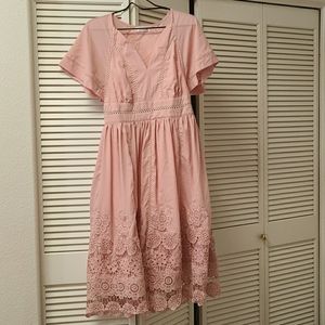 Chicwish crochet dress in pink